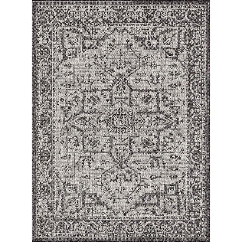 Well Woven Lia Celesine Persian Indoor Outdoor Area Rug, Black, 8X10.5 Ft