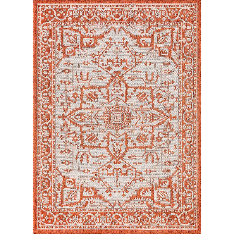 Well Woven Lia Celesine Persian Indoor Outdoor Area Rug, Orange, 8X10.5 Ft