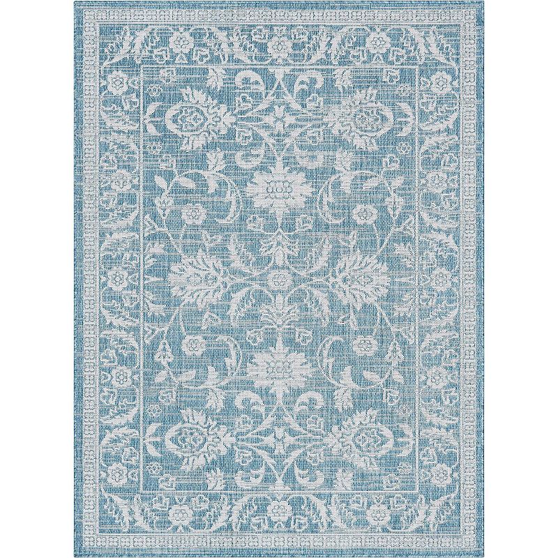 Well Woven Lia Delphi Persian Indoor Outdoor Area Rug, Blue, 8X10.5 Ft