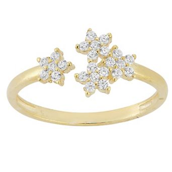 Sunkissed Sterling Cubic Zirconia Multi Flower Ring