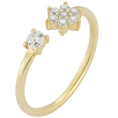 Sunkissed Sterling Cubic Zirconia Flower Open Ring