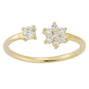 Sunkissed Sterling Cubic Zirconia Flower Open Ring