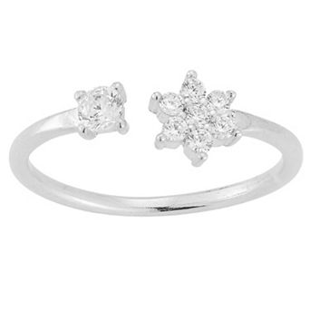Sunkissed Sterling Cubic Zirconia Flower Open Ring