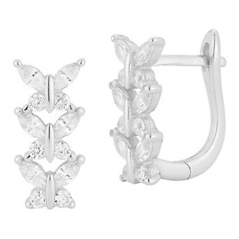 Sunkissed Sterling Cubic Zirconia Multi Butterfly Earrings