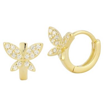 Sunkissed Sterling Cubic Zirconia Butterfly Hoop Earrings