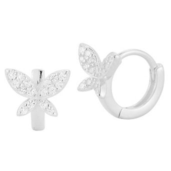 Sunkissed Sterling Cubic Zirconia Butterfly Hoop Earrings