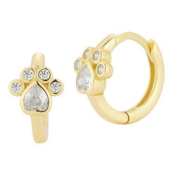 Sunkissed Sterling Cubic Zirconia Paw Hoop Earrings