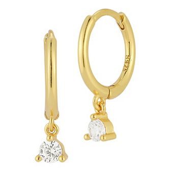 Sunkissed Sterling Cubic Zirconia Charm Huggie Hoop Earrings