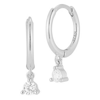 Sunkissed Sterling Cubic Zirconia Charm Huggie Hoop Earrings