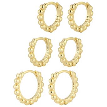 Sunkissed Sterling Triple Bubble Huggie Hoop Earring Set