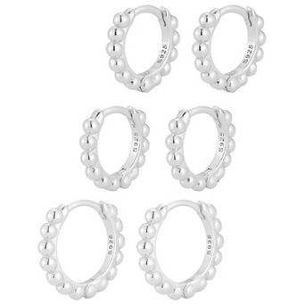 Sunkissed Sterling Triple Bubble Huggie Hoop Earring Set