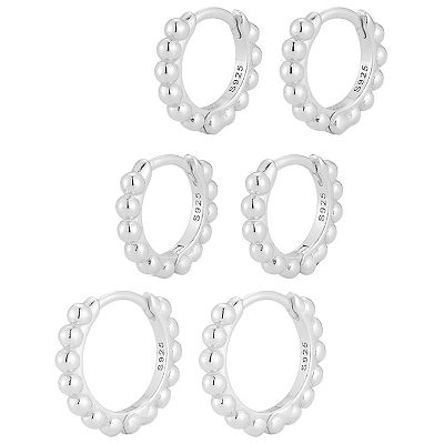 Sunkissed Sterling Triple Bubble Huggie Hoop Earring Set