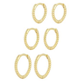 Sunkissed Sterling Triple Huggie Hoop Twist Earring Set