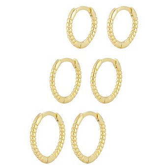 Sunkissed Sterling Triple Huggie Hoop Twist Earring Set