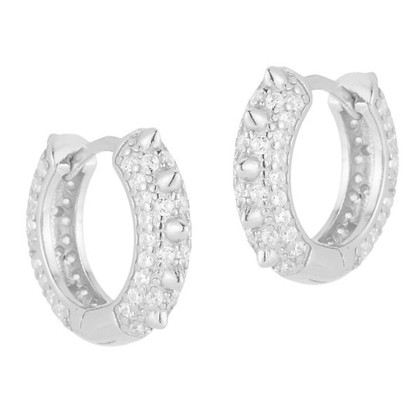 Yellow Gold Plated Sterling Silver Cubic Zirconia Huggie Earrings main image 0