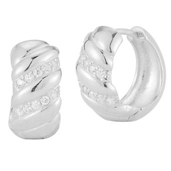 Sunkissed Sterling Cubic Zirconia Twist Hoop Earrings
