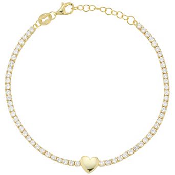 Sunkissed Sterling Cubic Zirconia Heart Tennis Bracelet