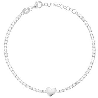 Sunkissed Sterling Cubic Zirconia Heart Tennis Bracelet