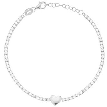 Sunkissed Sterling Cubic Zirconia Heart Tennis Bracelet