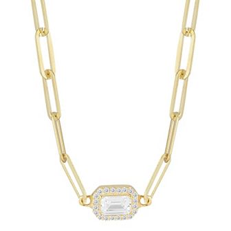 Sunkissed Sterling Cubic Zirconia Pendant Paper Clip Necklace