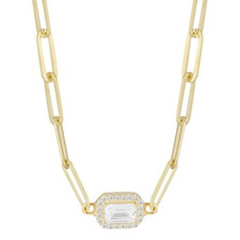 Sunkissed Sterling Cubic Zirconia Pendant Paper Clip Necklace