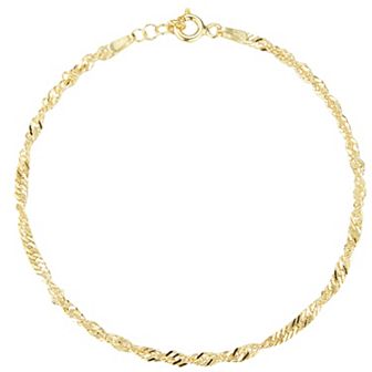 Sunkissed Sterling Two Tone Singapore Chain Bracelet Set