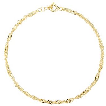 Sunkissed Sterling Two Tone Singapore Chain Bracelet Set