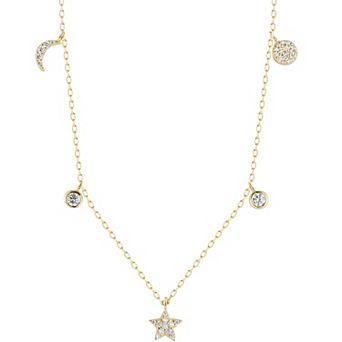 Sunkissed Sterling Cubic Zirconia Celestial Charm Necklace