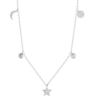 Sunkissed Sterling Cubic Zirconia Celestial Charm Necklace