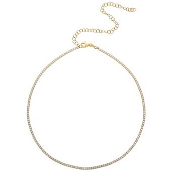 Sunkissed Sterling Cubic Zirconia Tennis Chain Choker Necklace