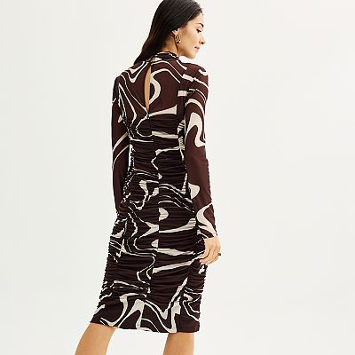 nine west ruched dress Women's Nine West Mesh Ruched Dress