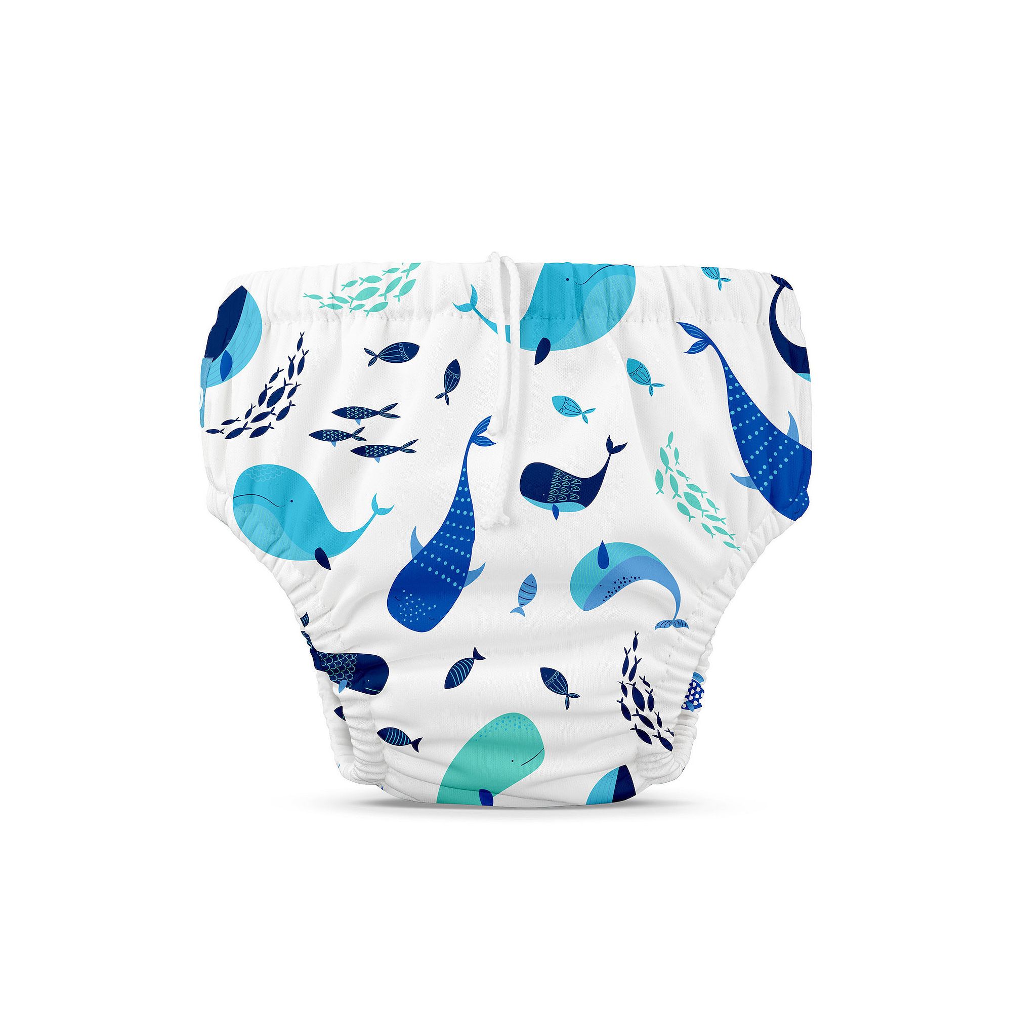 Charlie Banana Drawstring Reusable Swim Diaper, The Whale On White