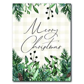 COURTSIDE MARKET Merry Christmas Country Plaid Wall Art