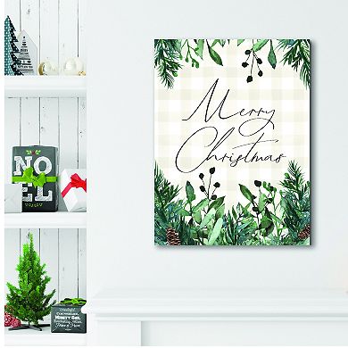 COURTSIDE MARKET Merry Christmas Country Plaid Wall Art