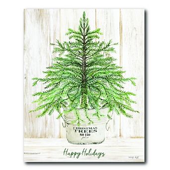 COURTSIDE MARKET Happy Holidays Tree Canvas Wall Art