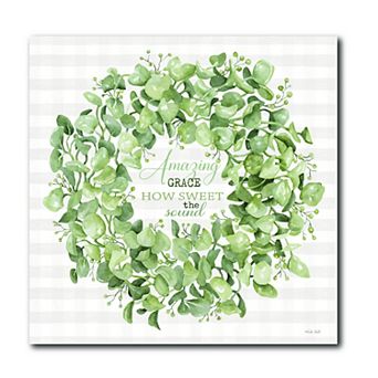 COURTSIDE MARKET Amazing Grace Wreath Canvas Wall Art