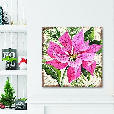 COURTSIDE MARKET Pink Poinsettia Canvas Wall Art