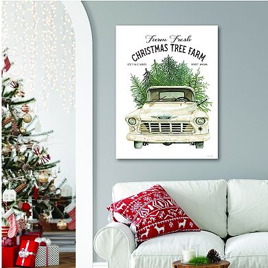 COURTSIDE MARKET Christmas Classic Car Canvas Wall Art