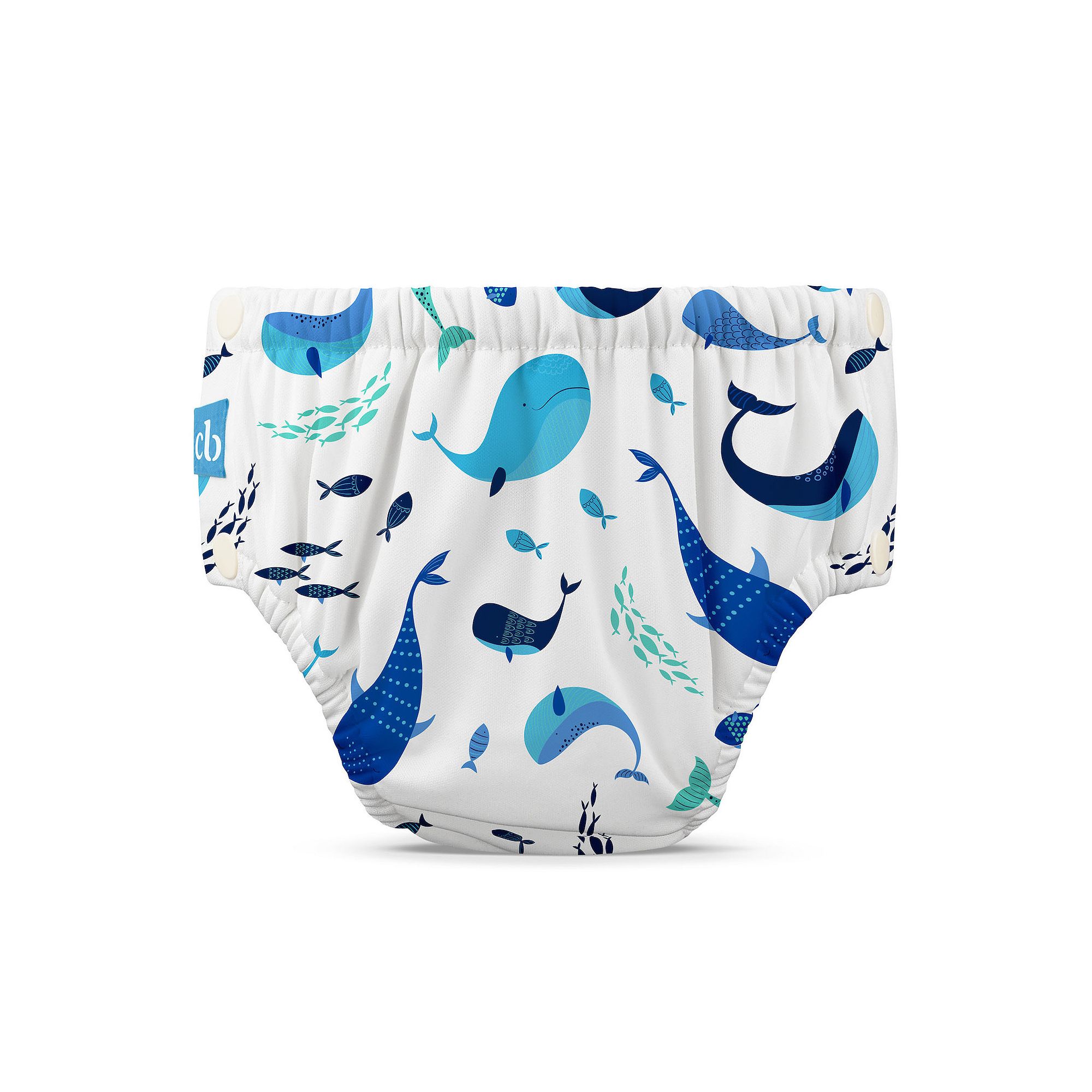 Charlie Banana Snap Reusable Swim Diaper, The Whale On White