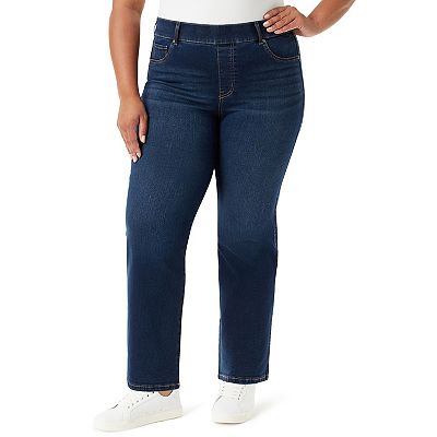 Plus Size Womens Pull On Jeans Straight Leg Style Co Plus Size