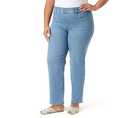 Gloria Vanderbilt Women's Shape Effect Pull On High Rise Straight Leg Jean,  Kansas-Whiskers at  Women's Jeans store