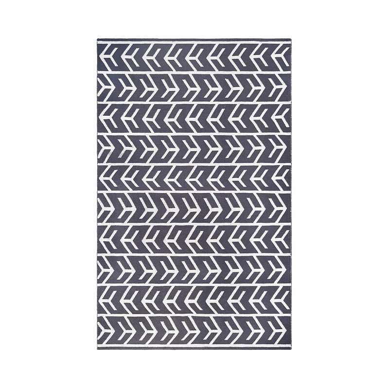 SUPERIOR Southwestern Reversible Indoor Outdoor Area Rug, Grey, 5.5X7.5 Ft