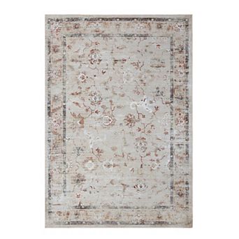 SUPERIOR Swan Distressed Traditional Floral Scroll Washable Rug