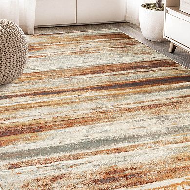 SUPERIOR Striped Damask Indoor Rug