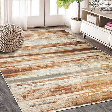 SUPERIOR Striped Damask Indoor Rug