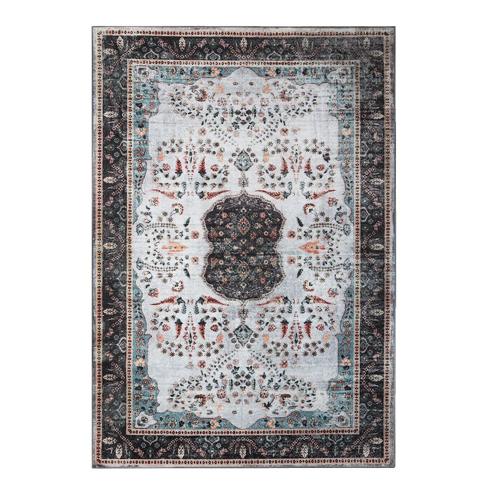 SUPERIOR Floral Pattern Bordered Washable Area Rug