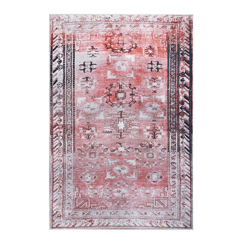 SUPERIOR Southwestern Medallion Power-Loomed Indoor Rug, Pink, 7.5X9.5 Ft