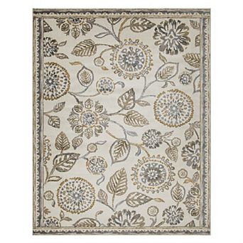 SUPERIOR Amaryllis Gray Modern Floral Indoor Farmhouse Rug