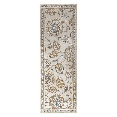 SUPERIOR Amaryllis Gray Modern Floral Indoor Farmhouse Rug