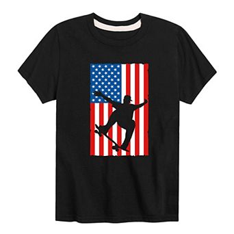 Boys 8-20 Skateboarder USA Flag Graphic Tee